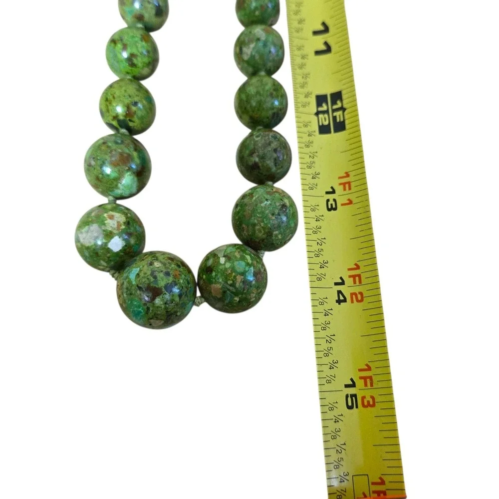 AIL Aluma Green Turquoise Mosaic Graduated Bead Sterling Silver Necklace 28